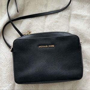 Michael kors black crossbody bag gold hardware
